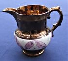Victorian antique pottery Staffordshire copper lustre jug c1860
