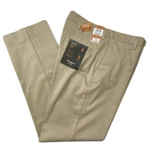 Haggar Mens 34 x 34 Night Out Khaki Classic Fit Pant Slacks Flat Front Khaki N - Picture 1 of 11