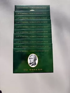 VINTAGE SERIES 1999 $10 DOLLAR BILL FEDERAL RESERVE NOTES. 10 Total Notes UNC - Picture 1 of 11