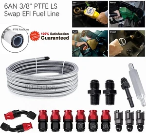 6AN 3/8" PTFE LS Swap EFI Fuel Line Fitting Kit E85 Stainless Steel Braided Fuel - Bild 1 von 7
