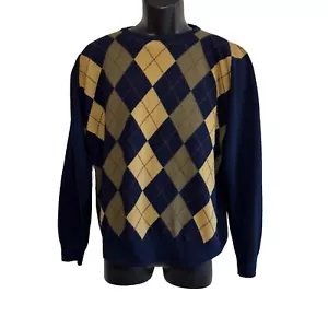 Suéter De Colección Pringle of Scotland Argyle Geelong Lana De Cordero Azul Multi Para Hombres 44 - Imagen 1 de 10