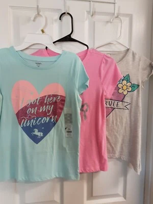 Lot X3 Girls Graphic Tees Mint Green (BNWT!) Pink & Gray Girls Rule Size 14 - Image 1 of 4