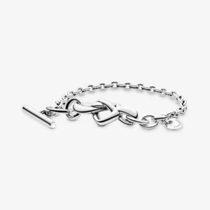 Pandora S925 Knotted Heart T-Bar Bracelet 598100-18cm - 6 3/4 in - Picture 1 of 2
