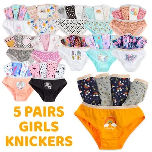 Girls Briefs 5 Pairs Underwear 100% Cotton Pants Rainbow Knickers Underpants Set - Picture 1 of 55
