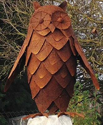 Sehr schöne Eule Uhu 3D Höhe 62 cm Edelrost Rost Rostfigur Metall Figur Tier  - Bild 1 von 4