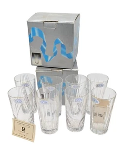 Set of 8 New Vintage Toscany Hand Cut Lead Crystal Clear Glasses 14oz Highball - Picture 1 of 8