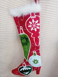 Pier One Imports QUIRKY Lady Boot Weihnachtsschmuck Strumpf grün rot weiß  - Bild 1 von 6