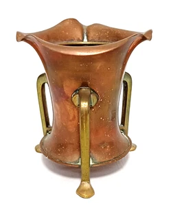ANTIQUE 19TH CENTURY ART NOUVEAU ART & CRAFT  SMALL  BRASS COPPER URN VASE - Bild 1 von 7