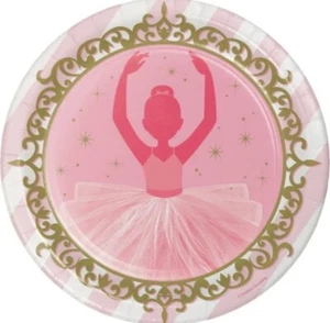 Twinkle Toes Ballerina 9 Inch Paper Plates 8 Per Pack Girls Ballerina Tableware - Picture 1 of 1