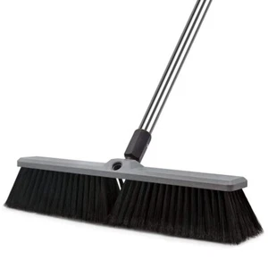 18 Inch Push Broom Brush Outdoor Heavy Duty Broom Stiff Bristles Commercial Outd - Picture 1 of 7