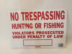 VINTAGE KEIN JAGEN ANGELN BLECHSCHILD Hütte Mann Höhle Bar Privatbesitz - Bild 1 von 4