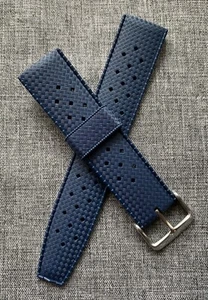Premium Silicone Diver Sports Watch Strap / Navy Blue / Steel 20/22mm / Tropical - Picture 1 of 5