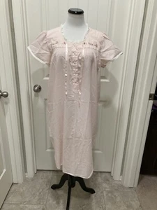 Quiet Moments Womens Cotton Blend Nightgown House Dress Partial Button M - Picture 1 of 11
