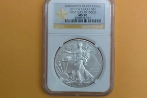 2015-W American Silver Eagle Burnished - NGC MS70 First Day Issue - Picture 1 of 4