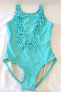 Girl’s Cleobella Turquoise Seaglass Fringe One Piece Swimsuit L NWT Free Ship - Picture 1 of 2
