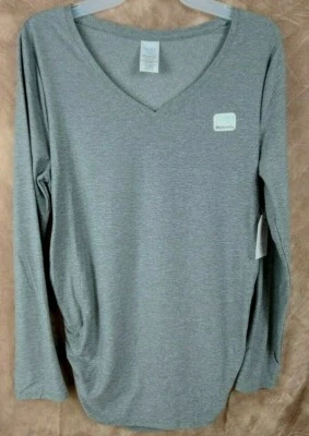 Medium Time and Tru Maternity Long Sleeve Tee Ruched Side Women's Size 8-10 Grey - Image 1 of 4