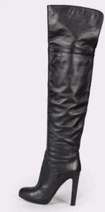 $1420 Sergio Rossi Over the Knee Thigh High Leather Boots Italy 39,5 EU - Picture 1 of 16