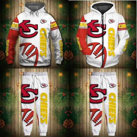 Kansas City Chiefs Tracksuit Hooded Sweatsuit Casual Hoodie Sports Pants Set Cover