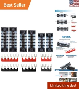 15A 600V DIN Rail Mount Terminal Strips - Pre-Insulated 4/5/6 Position Blocks - Picture 1 of 9