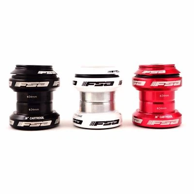 FSA Orbit MX Threadless Bicycle Red Black White Headset 1-1/8" 34mm W/Top Cap - Image 1 of 3