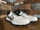 Nike Durasport 4 Golf Cleats Shoes Mens 7 White Black Leather 844551-100