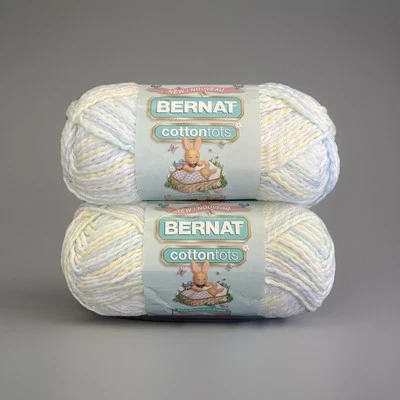 (2) Bernat Cottontots Yarn Ombre WONDER DREAMS #91129 White Green Blue Yellow - Image 1 of 4