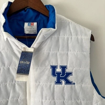 Colete acolchoado branco feminino University of Kentucky UK Wildcats GG novo com etiquetas - Imagem 1 de 4