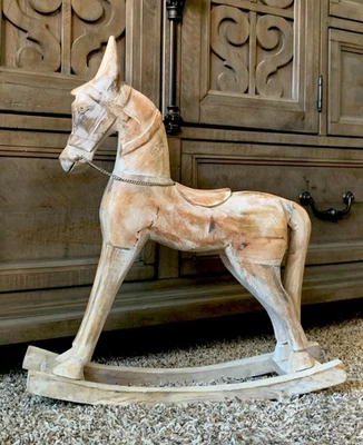 Wooden Rocking Horse Rustic Look Decorative - Image 1 of 4