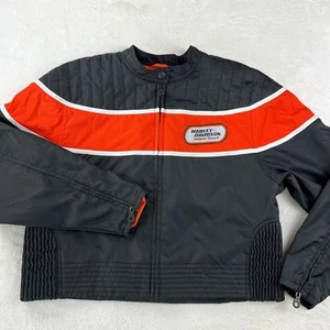 Harley Davidson Racing Vintage Bomber Jacket Women's size XL Black Orange - Picture 1 of 10