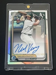 Nick Kurtz 2024 Bowman Draft Cromo Rifrattore 1° Bowman Auto #/499 Atletica - Foto 1 di 3