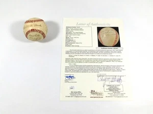 Liga de béisbol firmada por el equipo de los Atléticos de Filadelfia 1947 20 autos JSA Connie Mack++ - Imagen 1 de 8