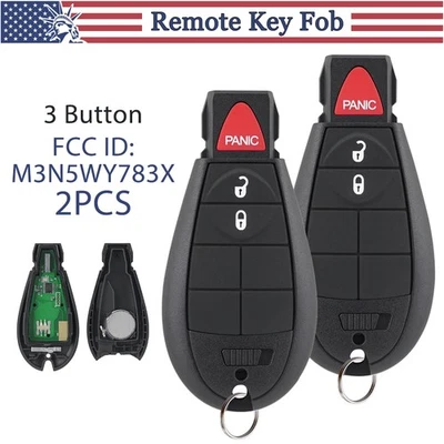 2 para 2008 - 2014 Dodge Grand Caravan Chrysler Town & Country controle remoto chaveiro 3B - Imagem 1 de 4