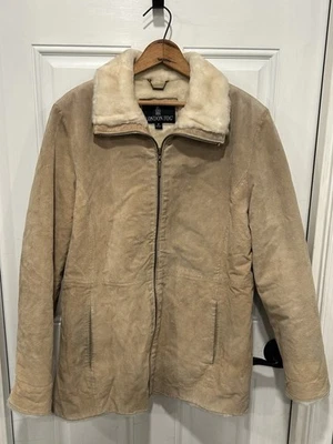 LONDON FOG Men’s Tan Suede With Faux Shearling Lining Zip Up Jacket Size Medium - Image 1 of 4