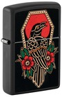 Zippo Crow Tattoo Design Black Matte Windproof Pocket Lighter, 48611
