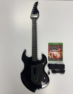 Xbox One X/S Wireless Black RIFFMASTER GUITAR + ROCK BAND 4 GAME Bundle - Picture 1 of 8