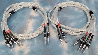 Maze Audio Braided Litz Speaker Cables 8ft BI-WIRE Silver Plated Pair Audiophile