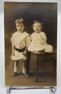 Vtg c. 1900's RPPC Two Young Children Postcard - Picture 1 of 2