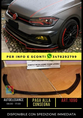 ⭐1090 SPLITTER ADATTO PER VW POLO AW1 2017+ LOOK STANDARD EVO NERO LUCIDO⭐ - Immagine 1 di 4