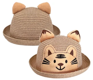 Cute Little Tiger Animal Children Summer Beach Straw Hat - Picture 1 of 4