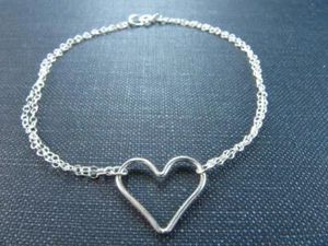 Awesome Classic Heart Shape Beautiful Anklet Solid 935 Argentium Silver - Picture 1 of 4