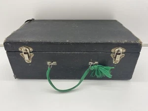 Kit da barba portatile vintage negozio barbiere valigetta attrezzi scatola nera con chiusure di chiusura - Foto 1 di 11