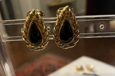 Pendientes Christian Dior - Pendientes Oro, Negro Imitación Ónix Vintage Pat 2733491 Foto 1 de 4