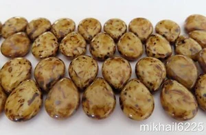 6  12 x 16 mm Pear Shaped Drops : Opaque Light Beige - Picasso - Picture 1 of 1