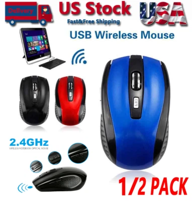 2.4GHz Wireless Optical Mouse Mice & USB Receiver For PC Laptop Computer DPI USA - Image 1 of 4