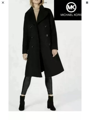 Cappotto doppiopetto misto lana MICHAEL KORS nero taglia US XXS UK 6 RRP $275