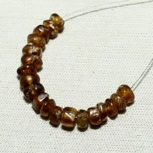 9.35cts Natural Hessonite Smooth Rondelle Beads Loose Gemstone Size 4mm 18pcs - Picture 1 of 6