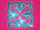 turquoise sequin embroidery patch lace applique motif dress irish dance costume