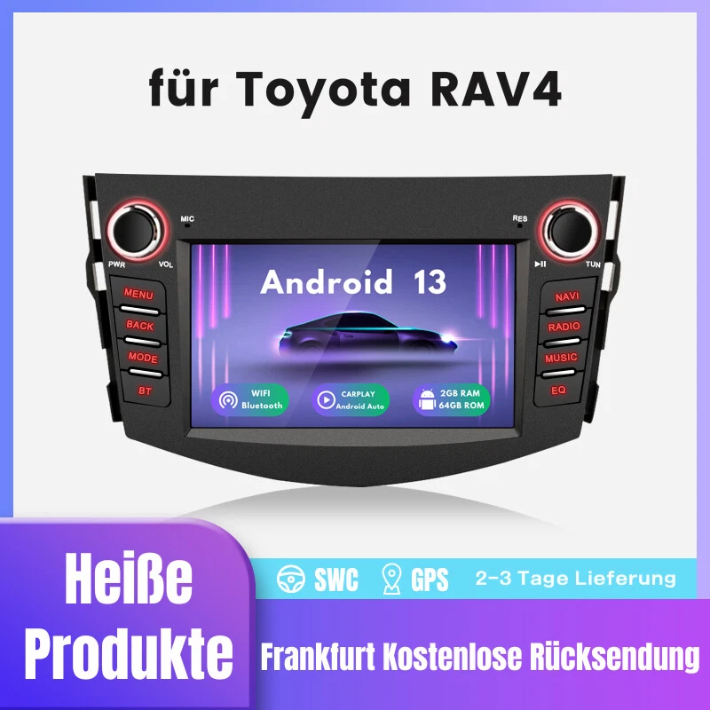 Carplay Android13 Autoradio Für Toyota RAV4 2006-2012 GPS Navi BT WIFI DAB+ 64G - Bild 1 von 4