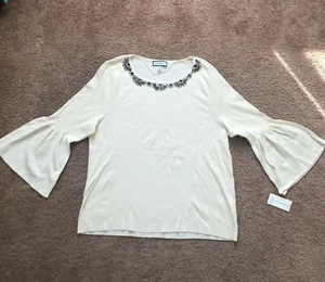 Charter Club Embellished White Sweater Women XXL - Picture 1 of 8