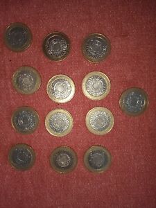 GREAT BRITAIN 2 POUNDS BIMETALIC 13 DIFFERENT YEARS COINS LOT OF QUEEN ELLIZABET